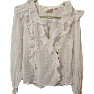 Maeve By Anthropologie Laila Ruffled Blouse Cream Color Size 6 NWOT